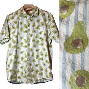 UnionBay Mens Short Sleeve Button Front Avocado Paint Shirt Striped Large